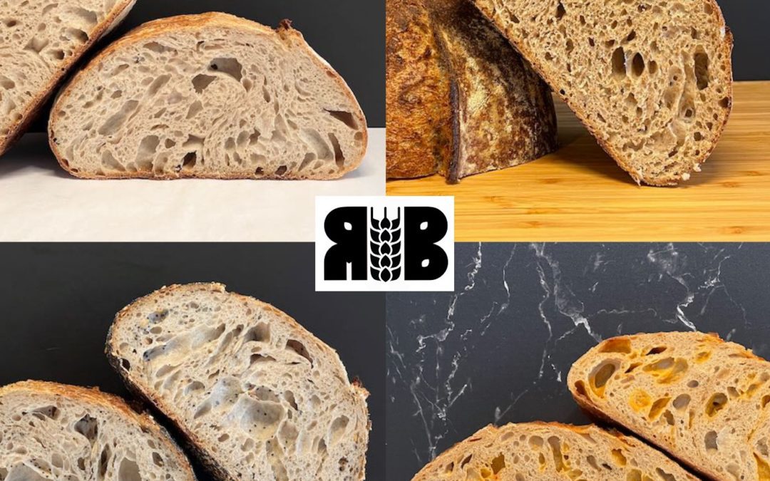 Organic Stoneground, Heritage Red Fife, Seeded, and Chipotle sourdough hearth breads